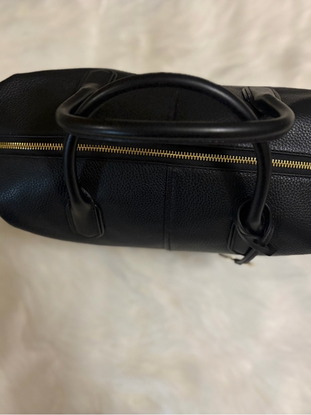 Michael Kors Black Hyde Pebbled Leather Satchel with Gold Accents - Picture 6 of 9